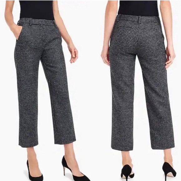 NWT J Crew Houndstooth cropped trousers pants US0 - Picture 3 of 5